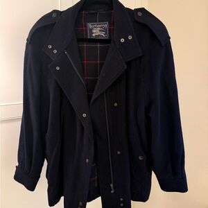 Vintage Burberry Navy Blue Field Coat